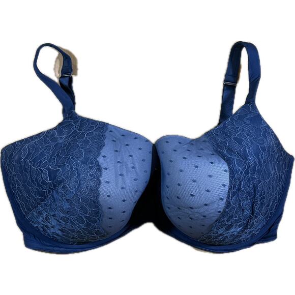 Cacique Boost Balconette Bra 42I Royal Blue Lace Full Figure Uplift Lane Bryant - Picture 1 of 9